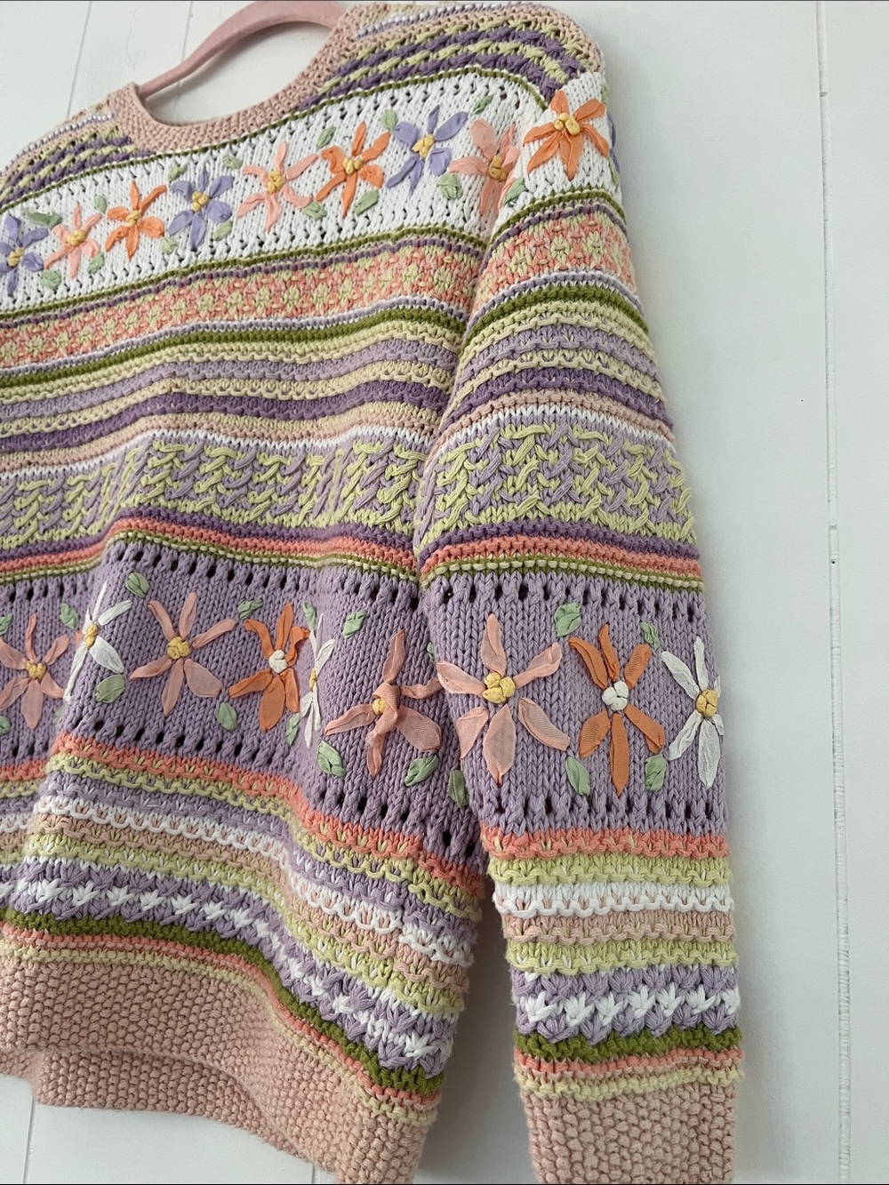 Vintage Susan Bristol Causal Ramie Knit Floral Sweater Size Medium Petite - Picture 8 of 16